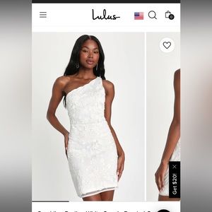 White one shoulder sequin bridal shower dress